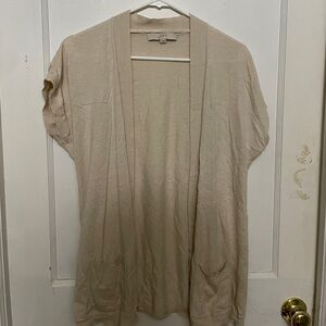 LOFT Beige Short-Sleeve Cardigan